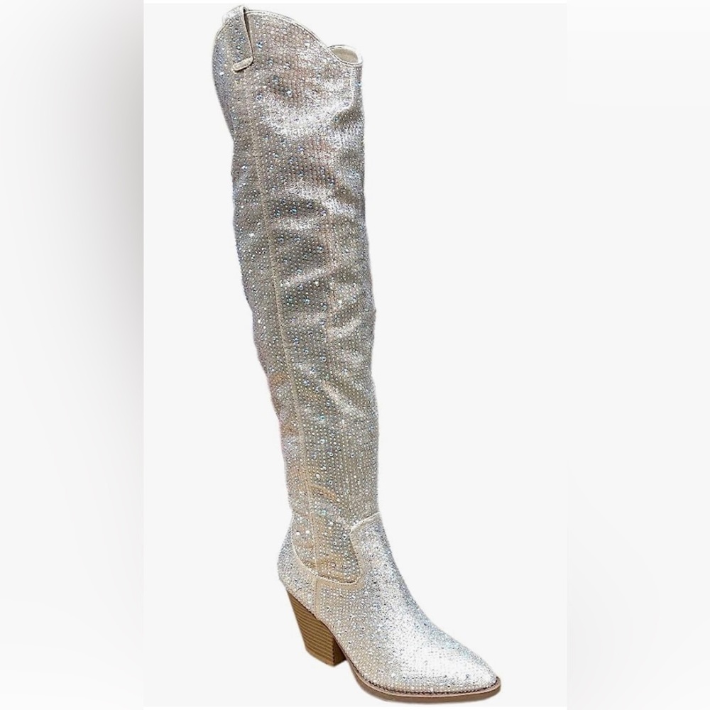 Over the knee rhinestone boots